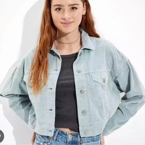 American Eagle Outfitters Blue corduroy Cropped jacket